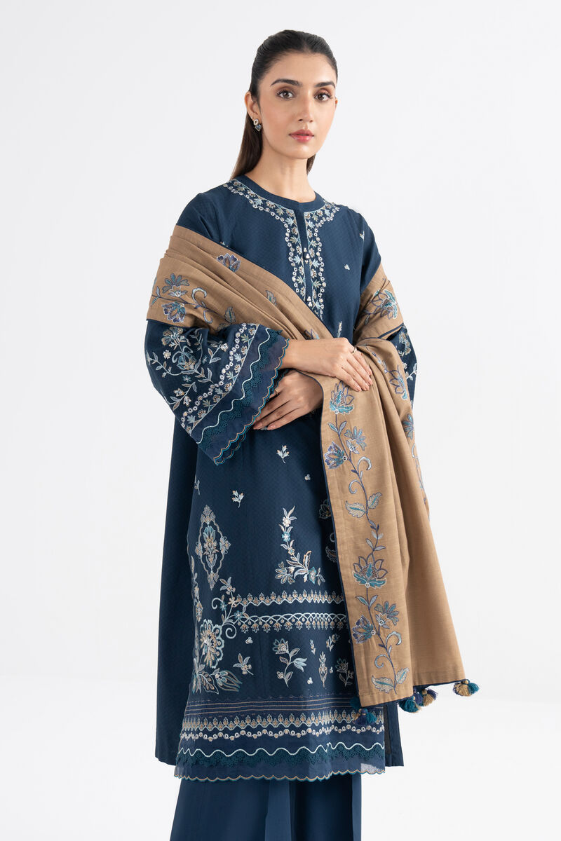 3 Piece - Embroidered Dobby Suit