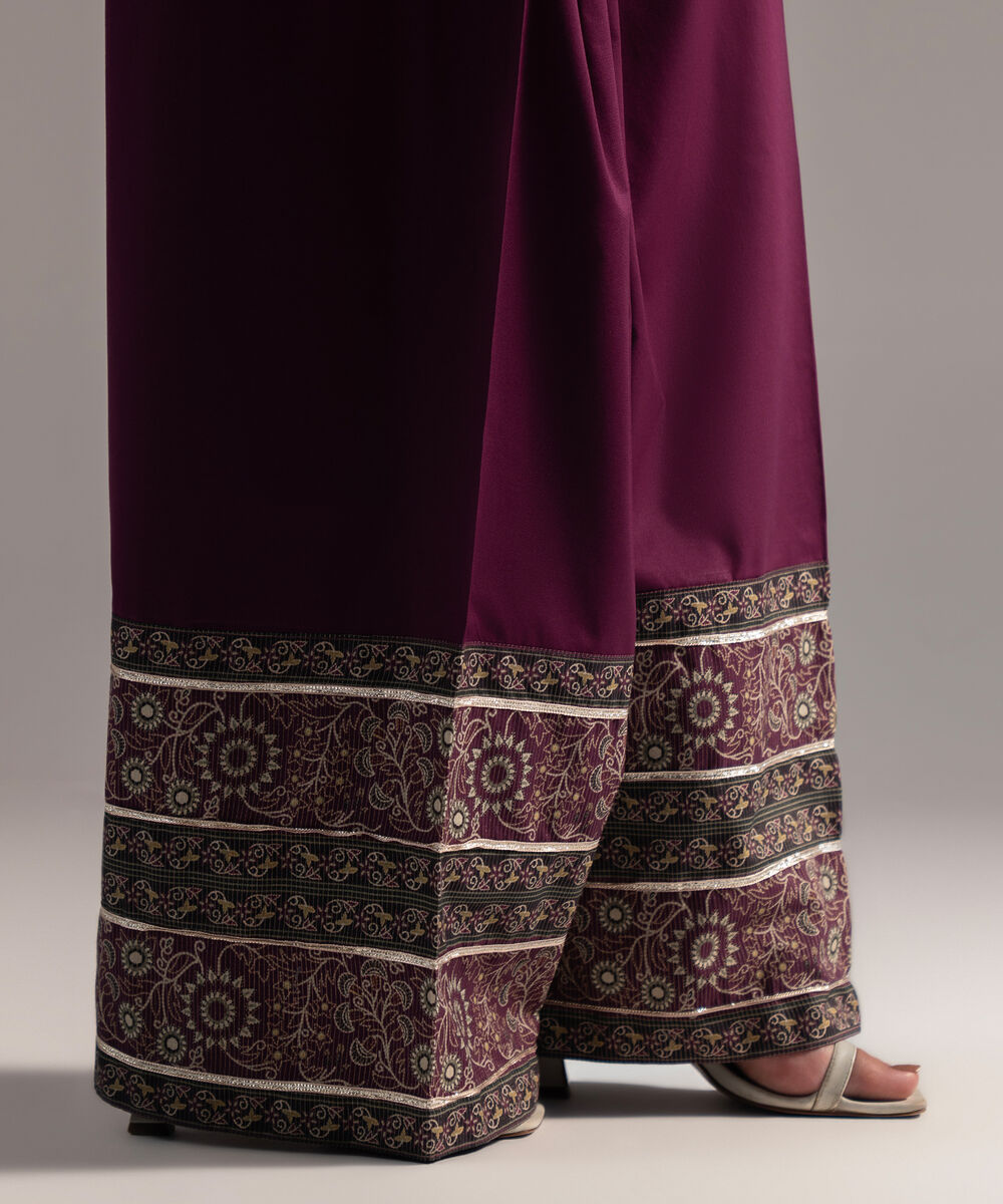 Women's RTW Cambric Solid Deep Maroon Farshi Shalwar