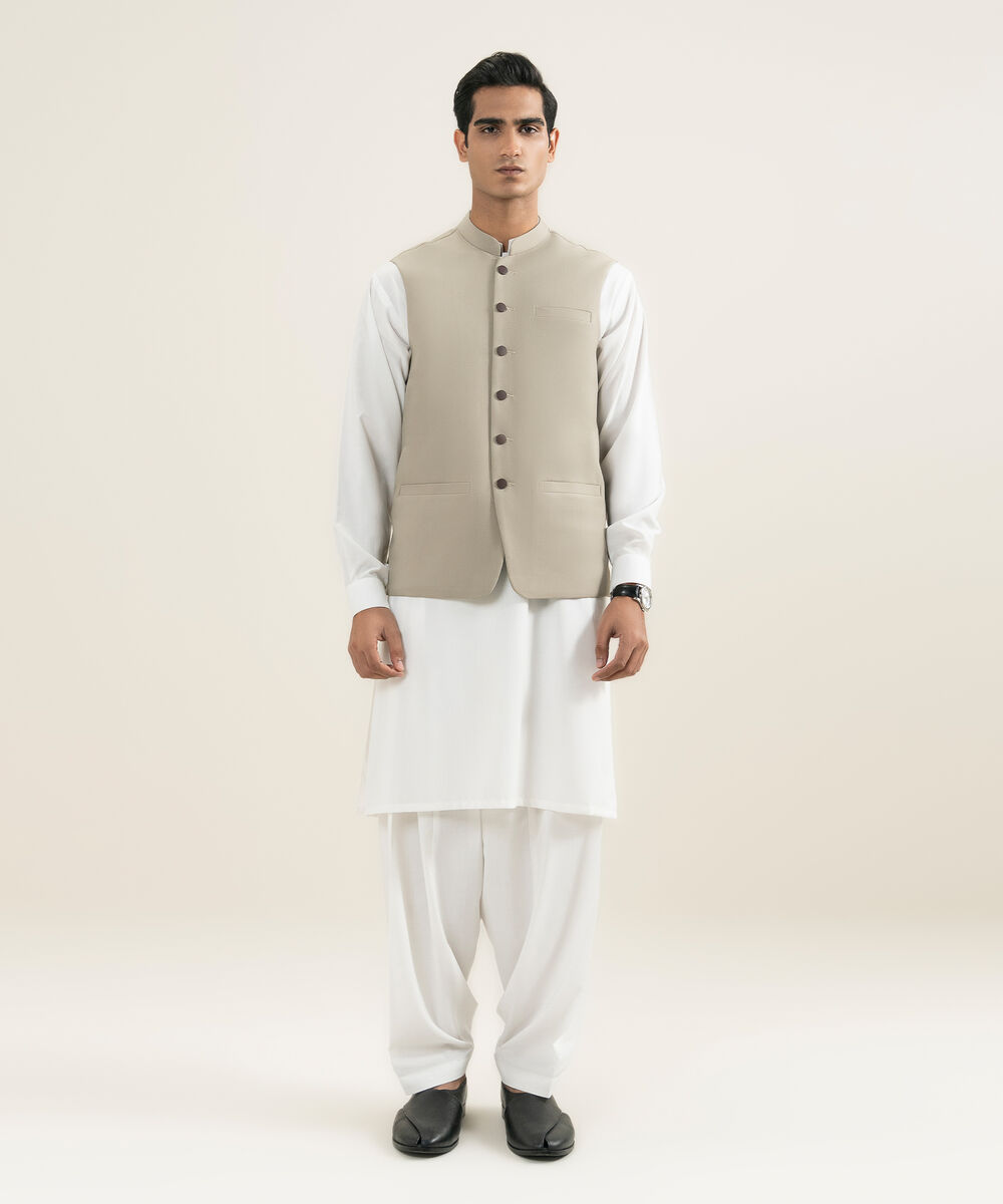 Men's olive Premium Wash & Wear Waistcoat