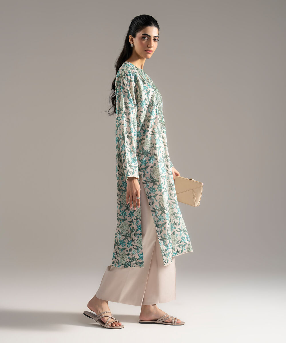Women's RTW Lawn Printed Embroidered Grey 2 Piece Suit