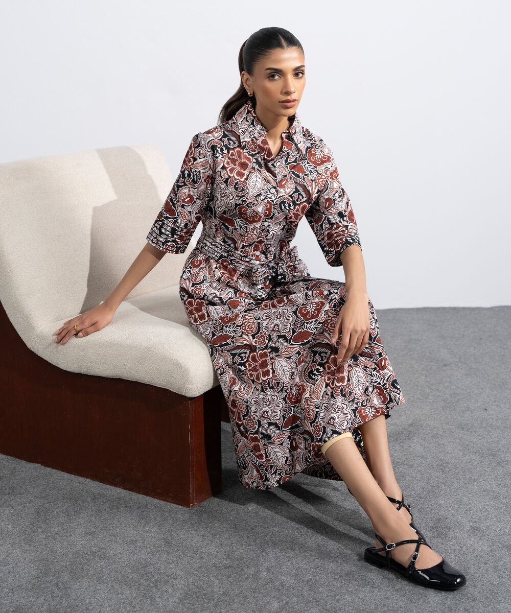 Women's Western Multi Floral Printed Maxi Dress