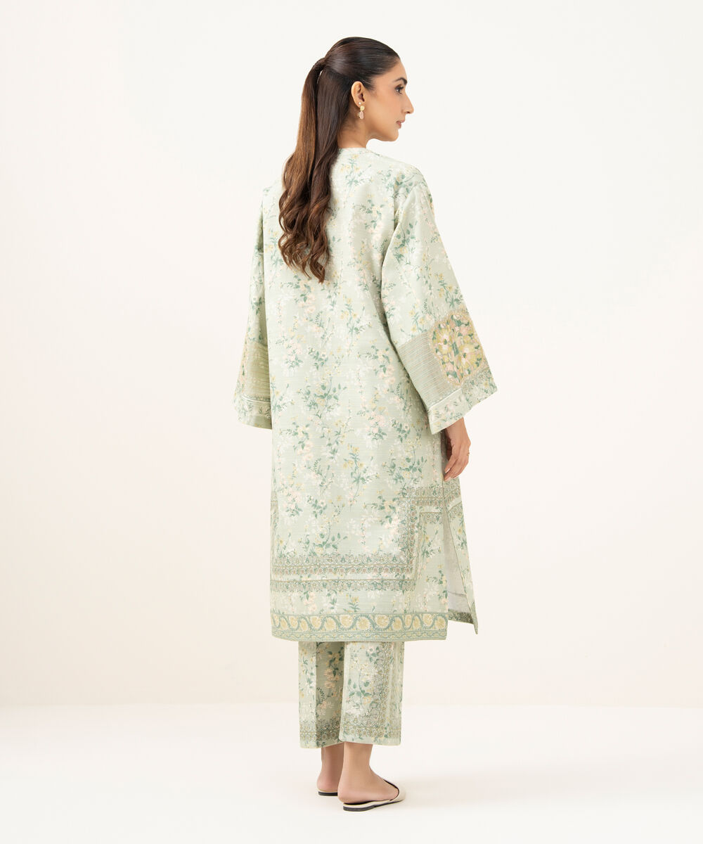 Women's Unstitched Khaddar Embroidered Green 2 Piece Suit