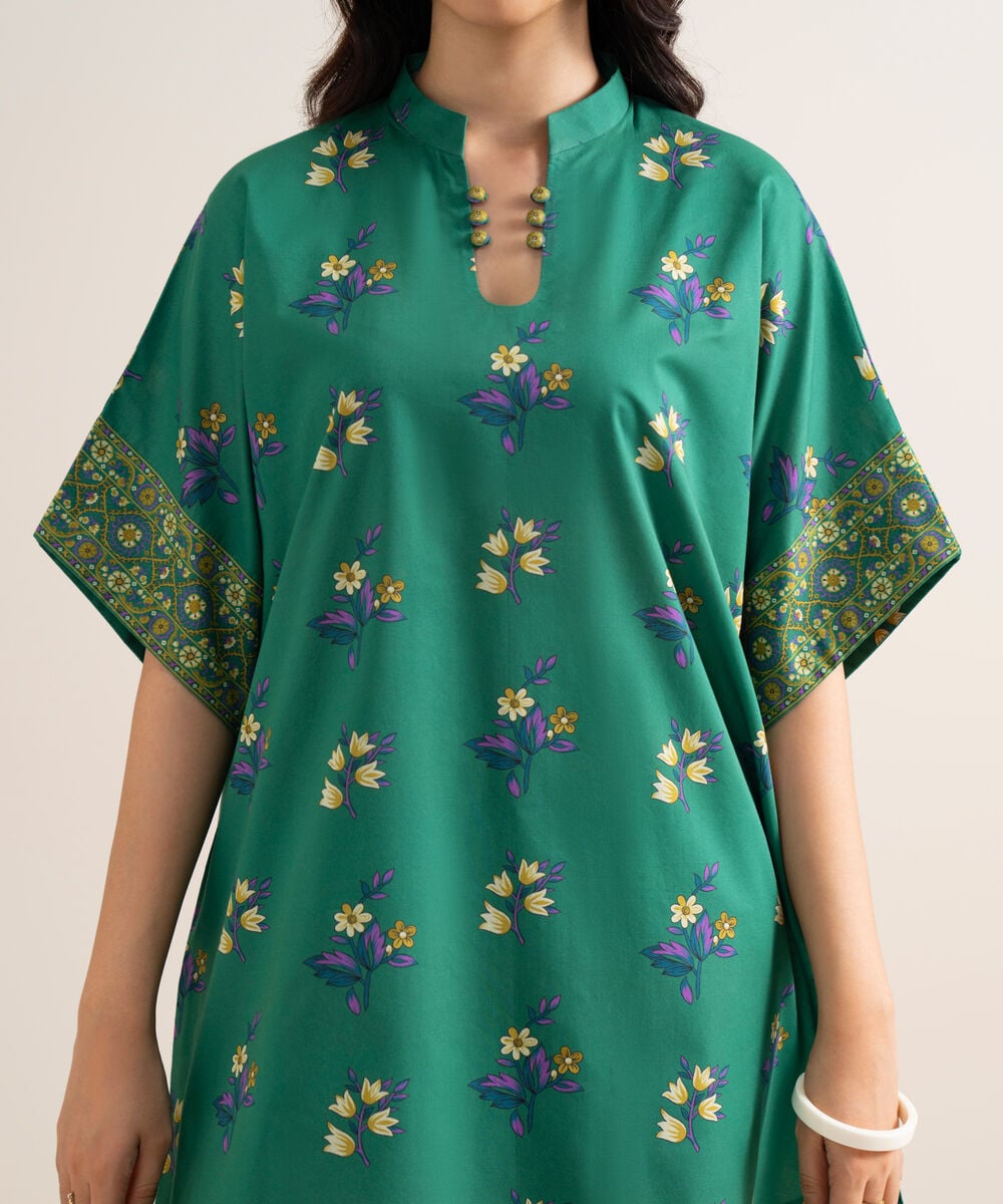 Women's Unstitched Printed Lawn Green 3 Piece Suit