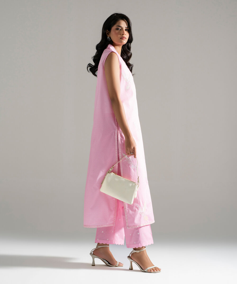Women's RTW Lawn Embroidered Pink 2 Piece Suit