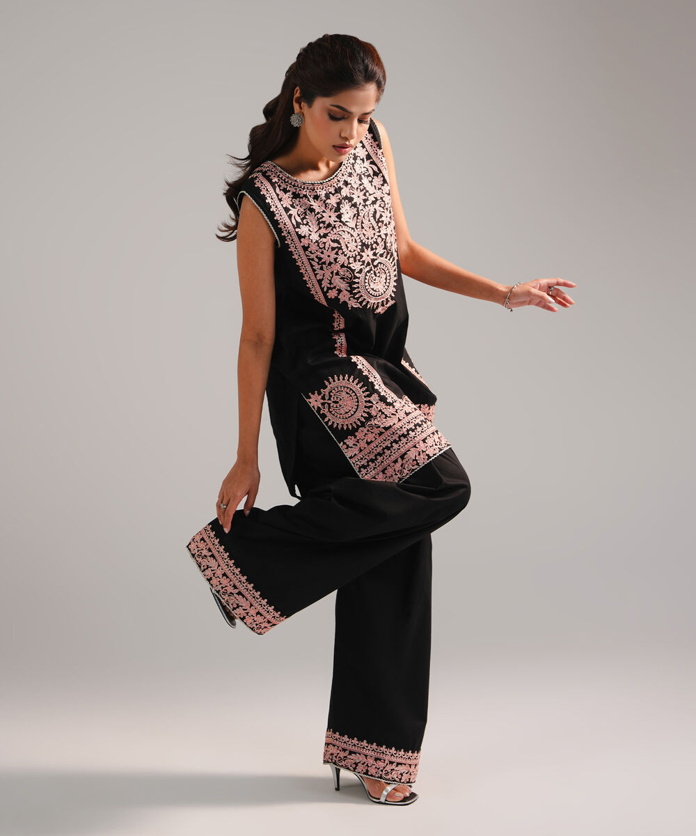 Women's RTW Leno Kara Embroidered Black 3 Piece Suit