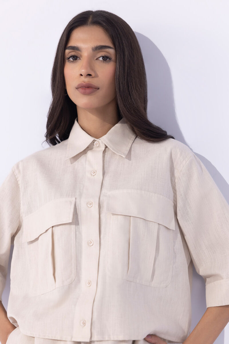 Cropped Blended Linen Shirt