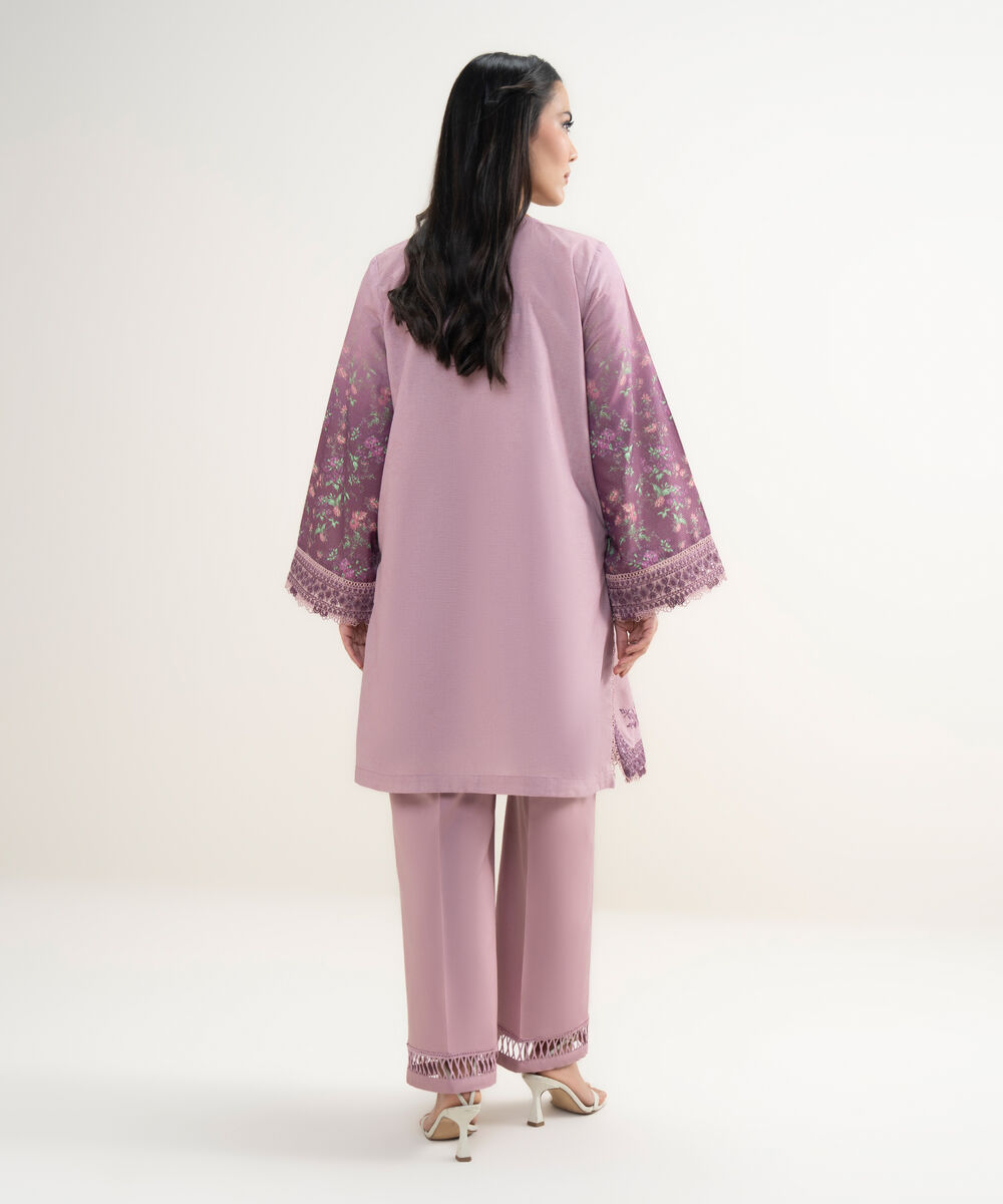 Women's RTW Zari Lawn Embroidered Lilac 2 Piece Suit