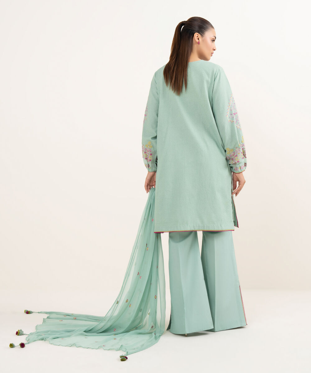 Women's Unstitched Dobby Dyed Three Piece Suit