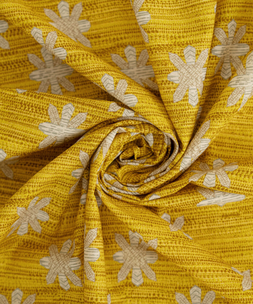 Printed Khaddar Yellow Dupatta