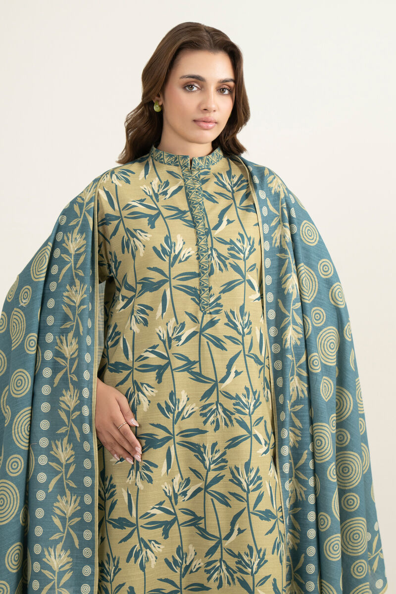 3 Piece - Printed Khaddar Suit