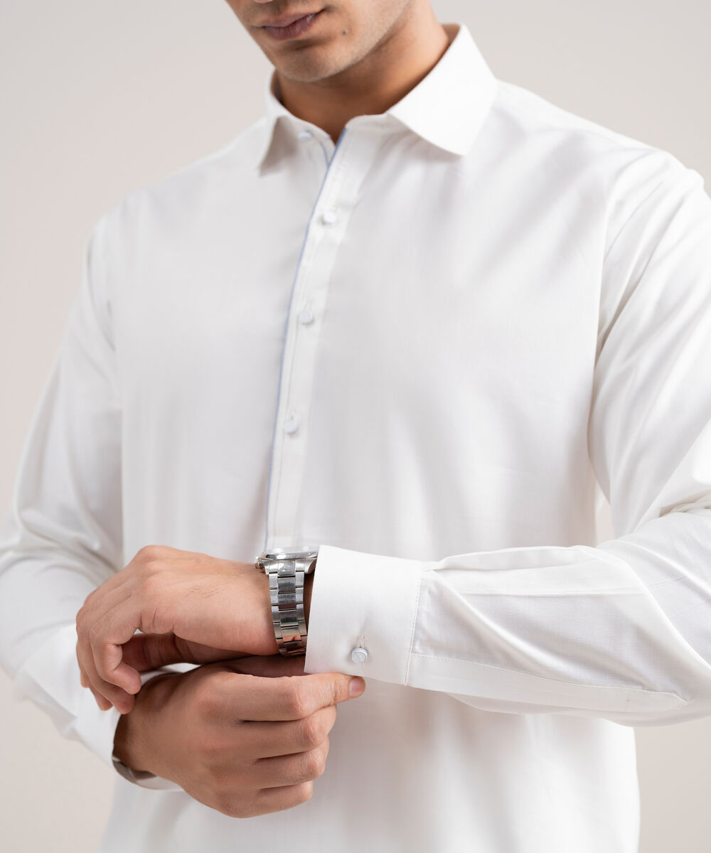 Men's Stitched Cotton Dobby Off White Suit