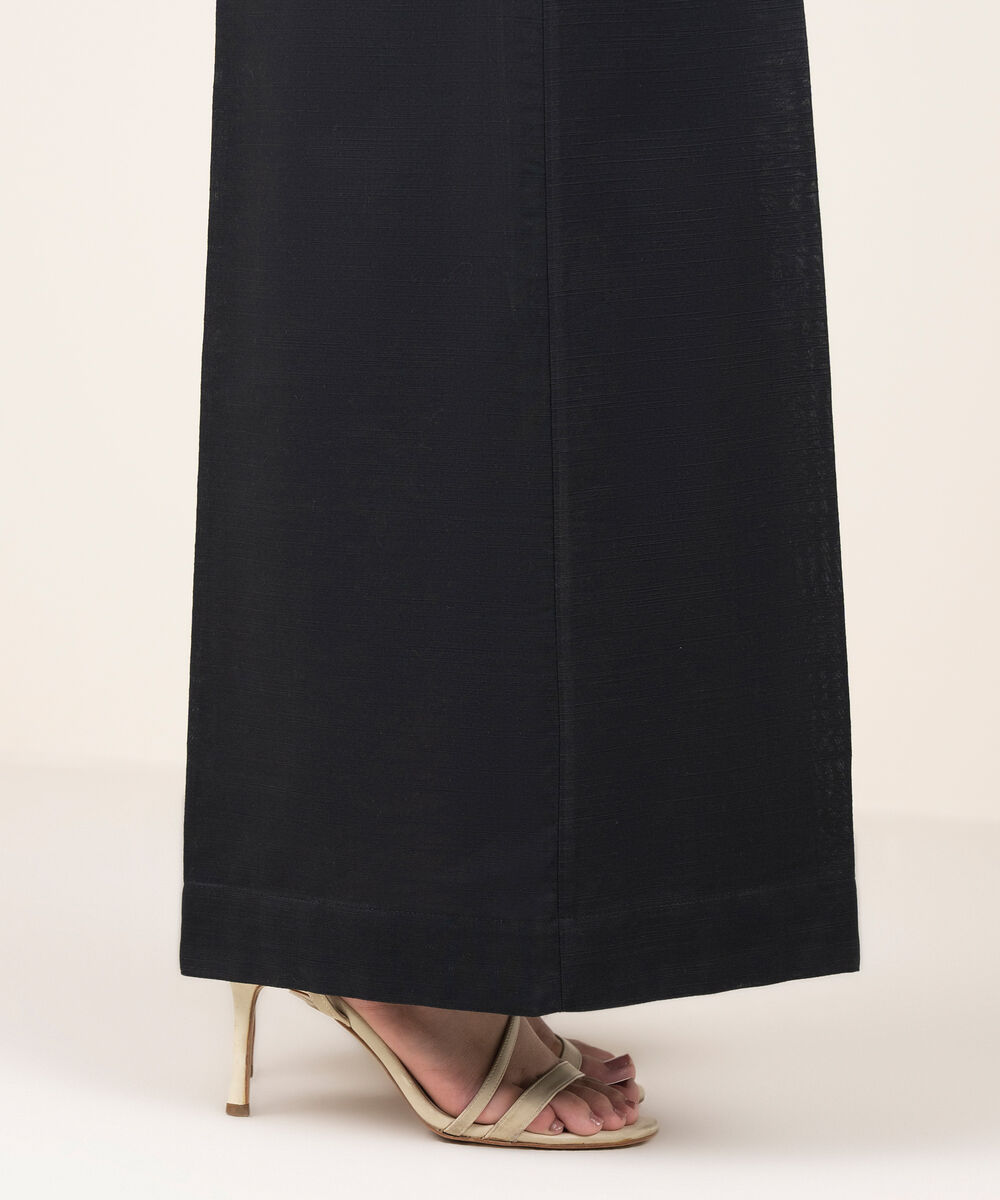 Women's RTW Khaddar Solid Black Flared Pants