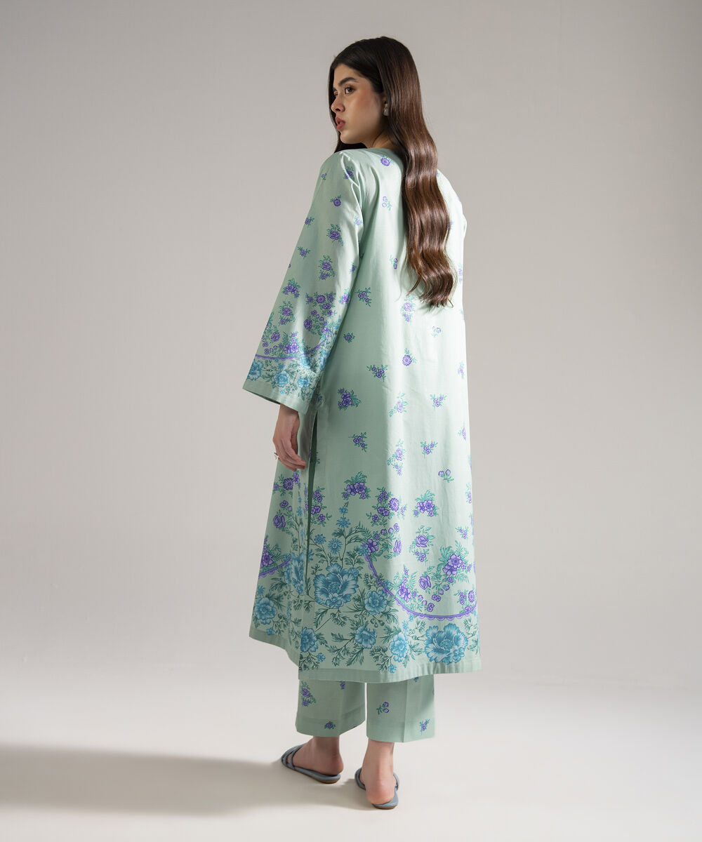 Women's RTW Lawn Printed Seafoam Green 2 Piece Suit