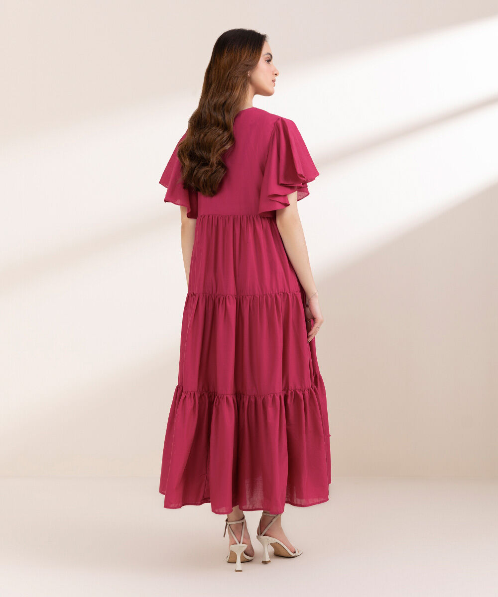 Women's RTW Cross Hatch Pink Tier Dress