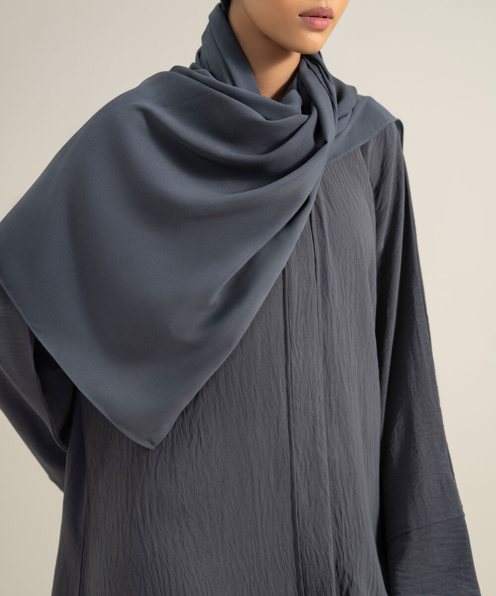 Women's Polyester Grey Kimono Abbaya Set