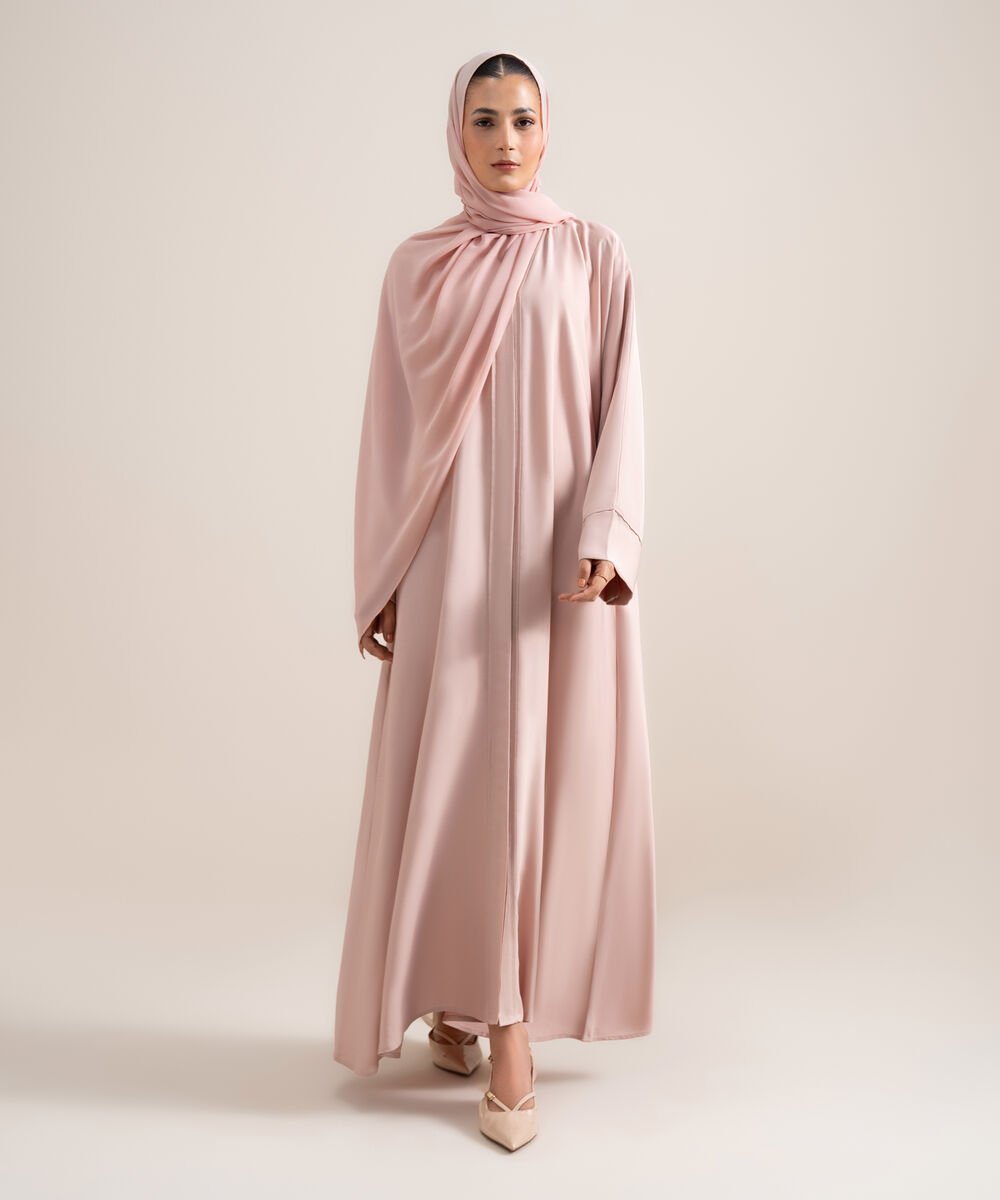 Women's Light Pink Kimono Abaya Set