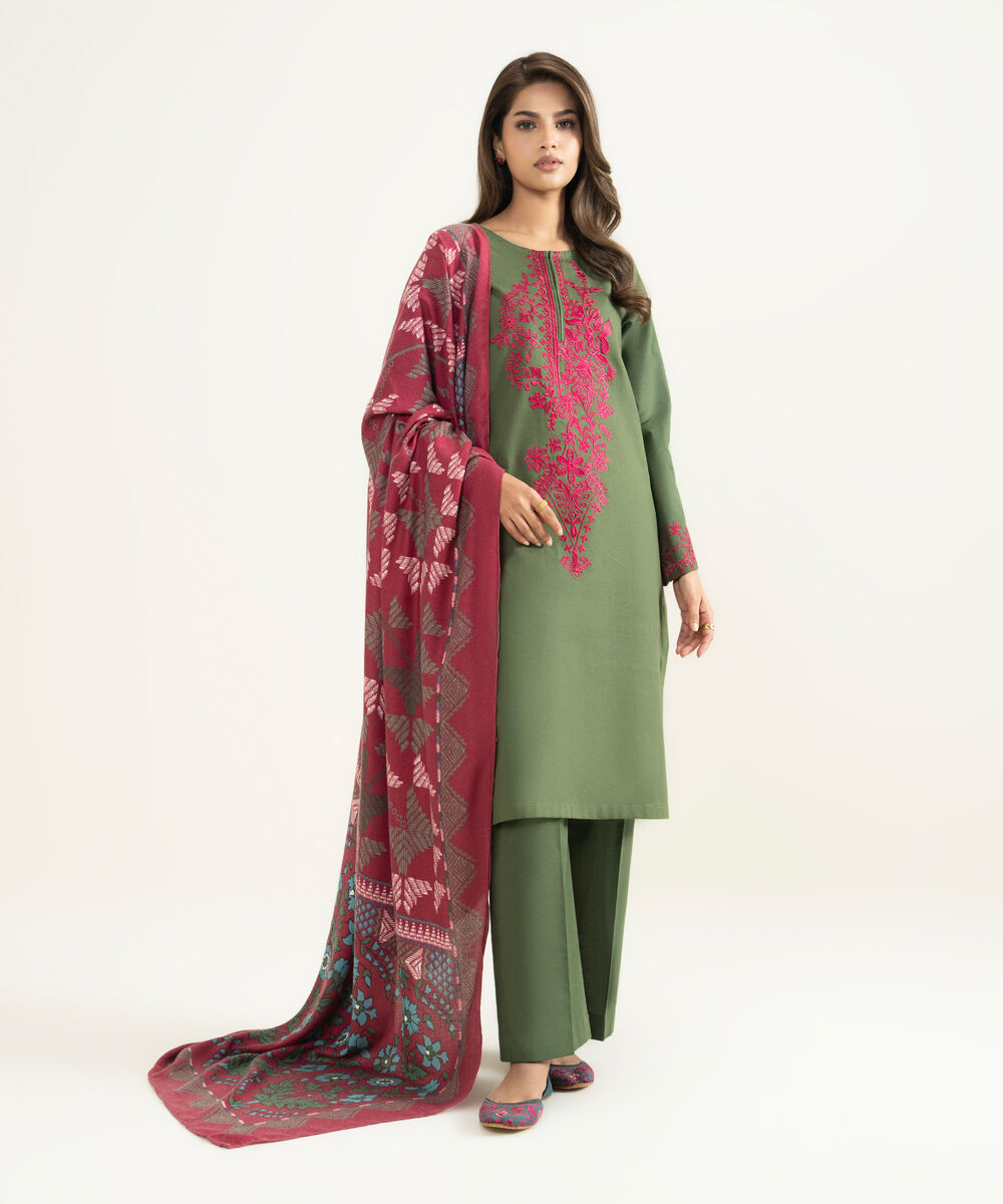 Women's Unstitched Khaddar 3 Piece Suit