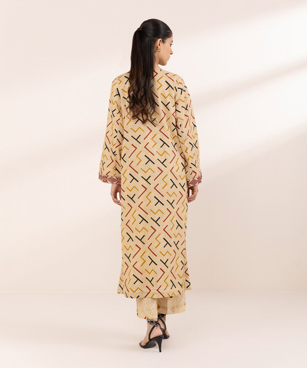 Women's RTW Lawn Beige Embroidered A-Line Shirt