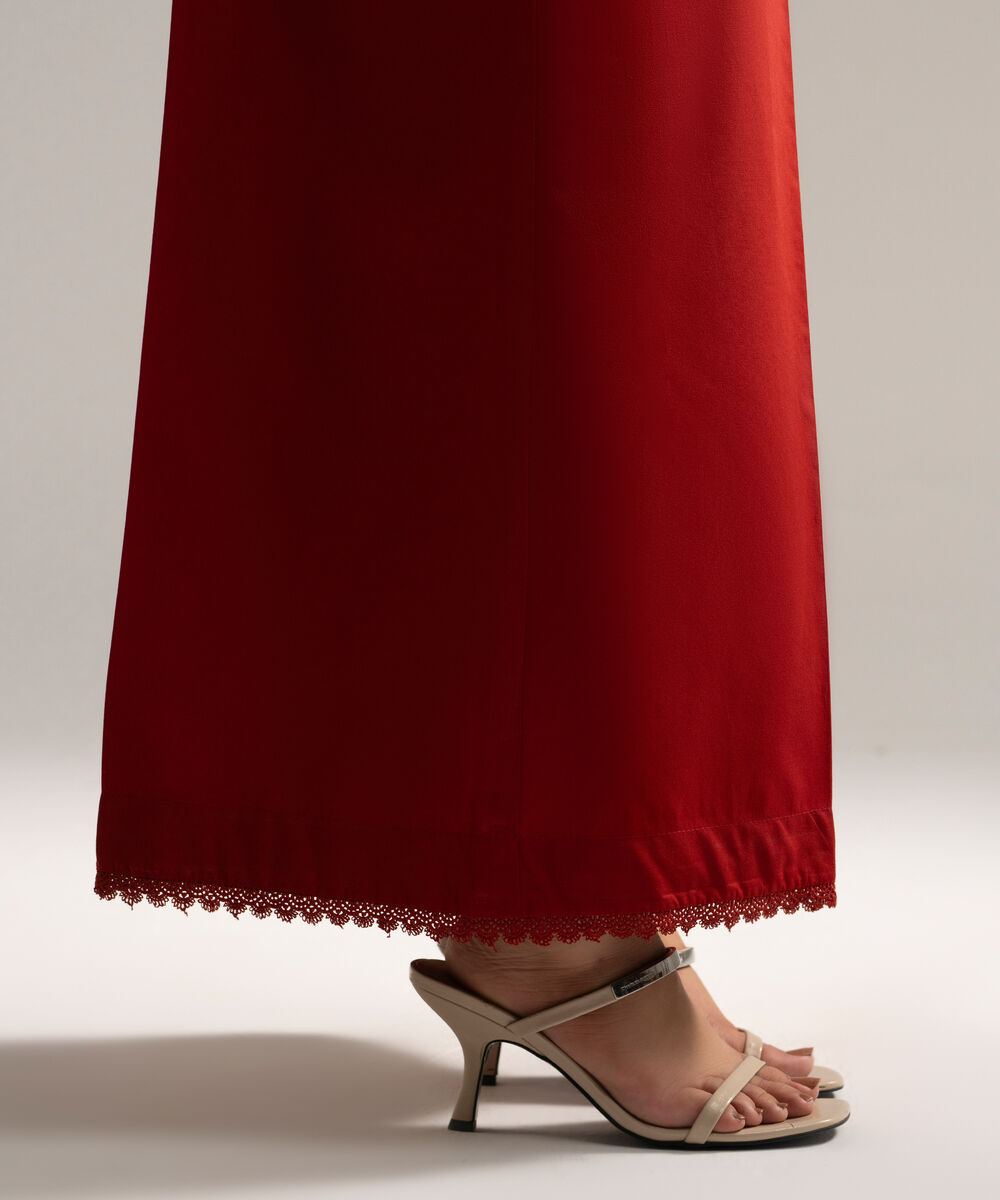 Women's RTW Cambric Solid Red Flared Pants