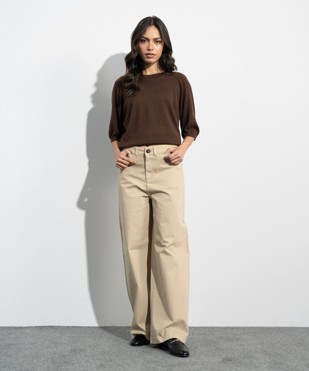 Women's Western Khaki Straight Fit Chino Trousers
