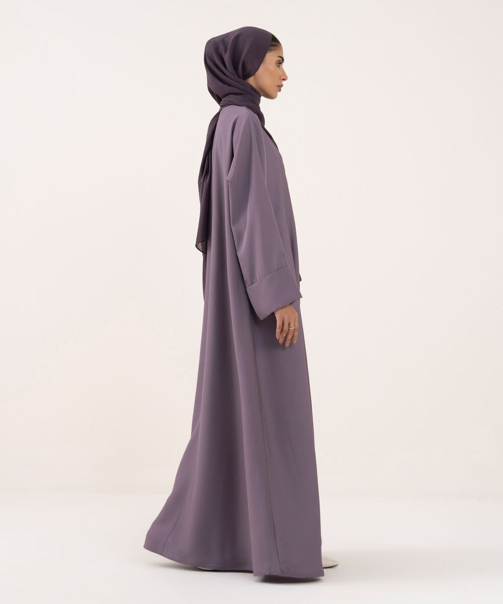 Women's Mauve Polyester Abaya