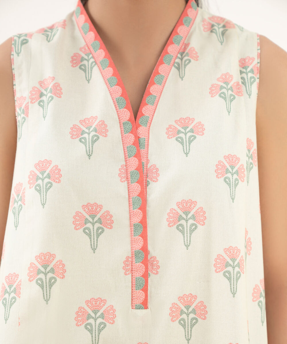 Women's Unstitched Cotton Printed Multi Two Piece Suit