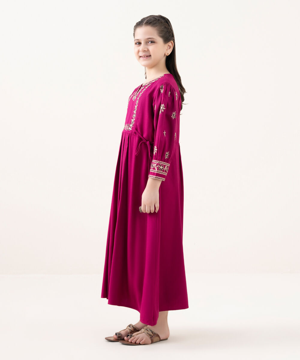 Girls Viscose Marina Pink Dyed Kidswear Dress