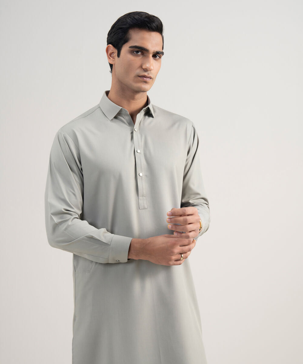 Men's Stitched Premium Blended Grey Suit