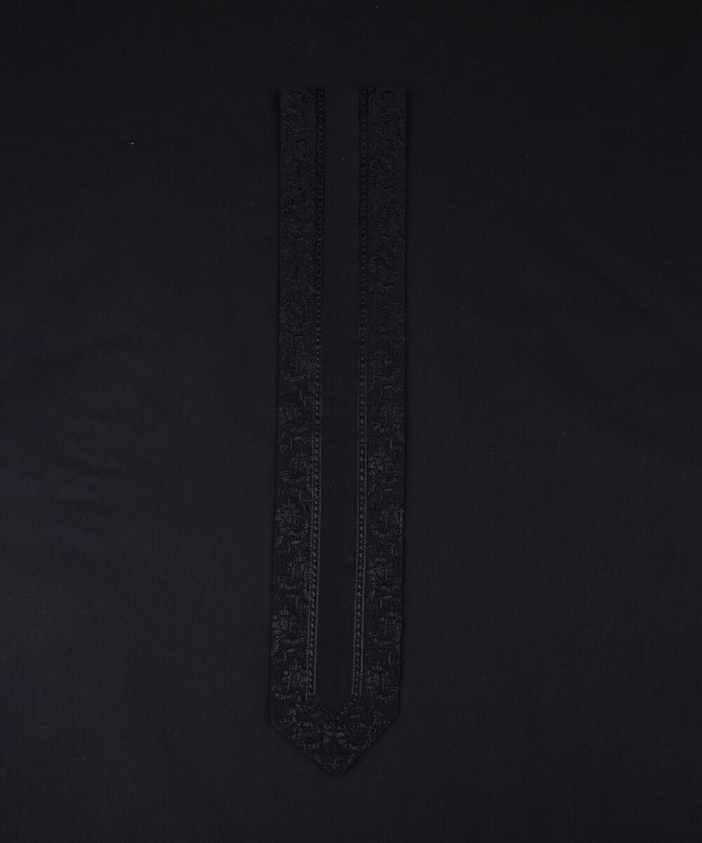 Men's Unstitched Premium Cotton Black Full Suit Fabric