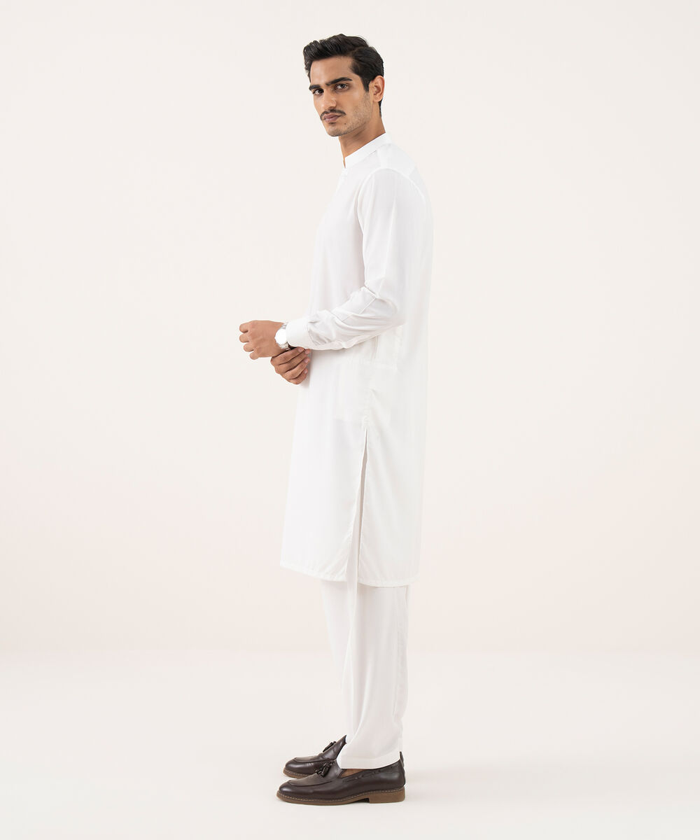 Men's Falak Plain Off-White Kurta Shalwar