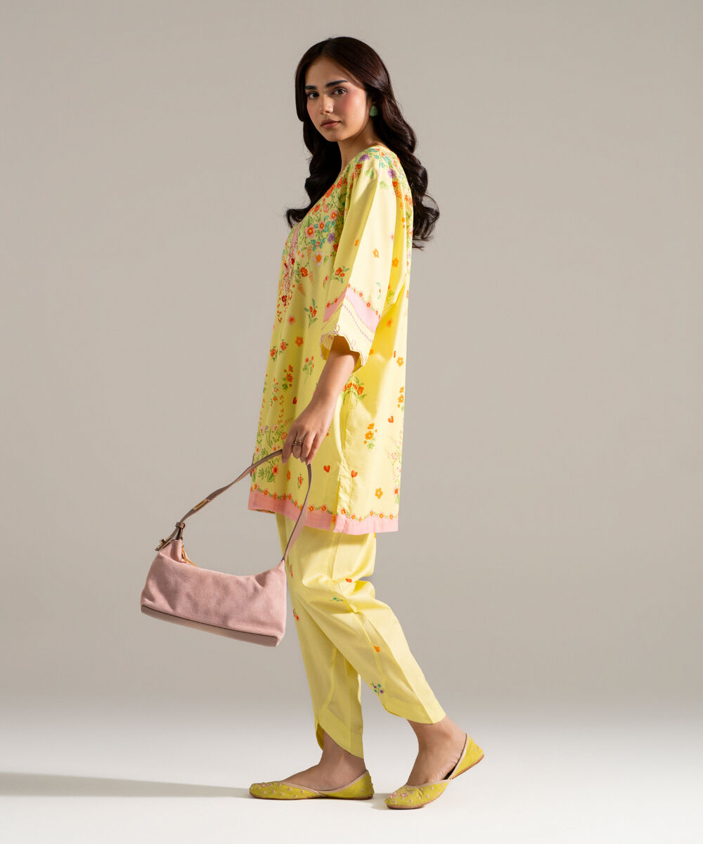 Women's RTW Cotton Viscose Printed Green 2 Piece Suit