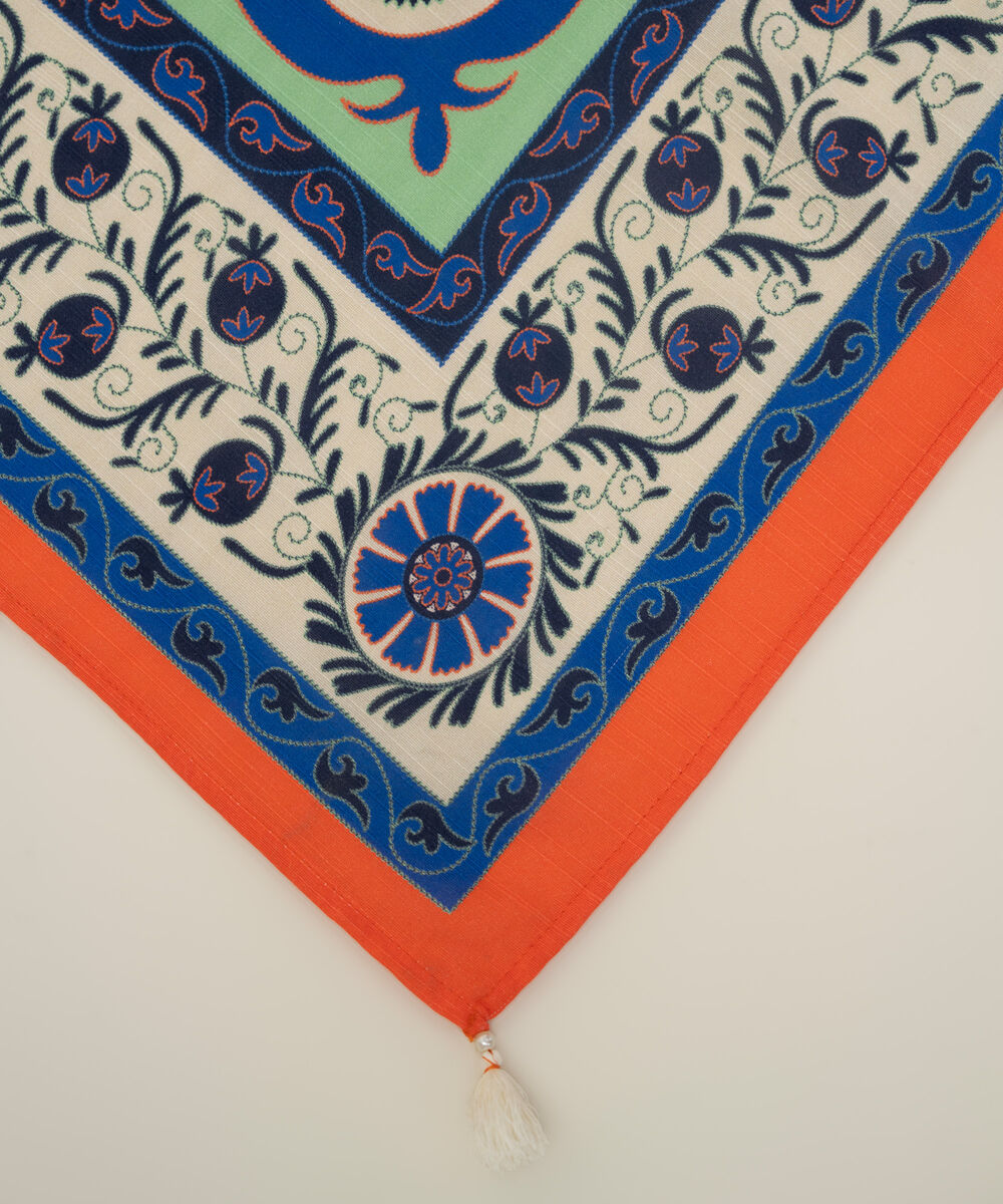 Light Khaddar Printed Off White Dupatta