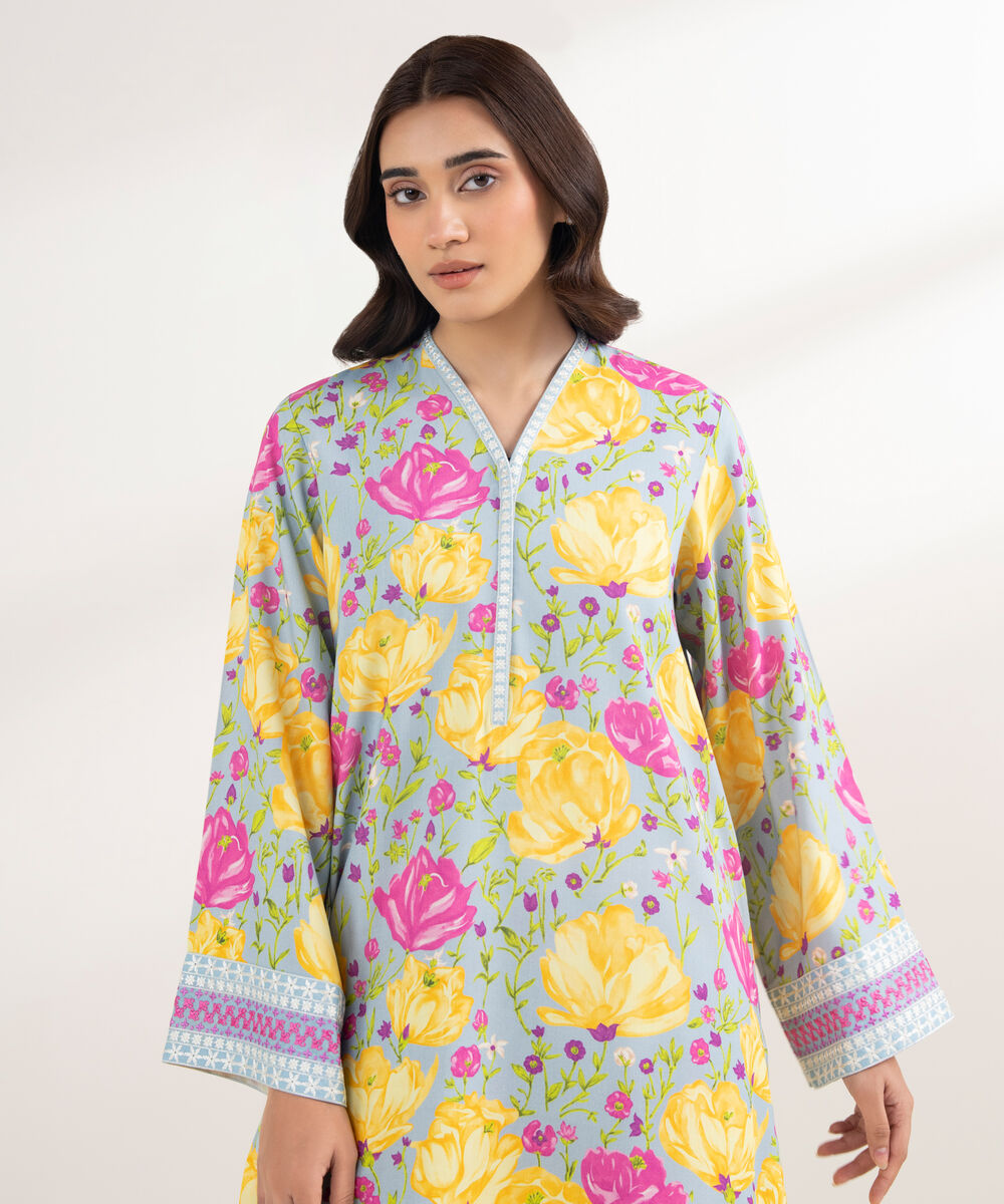 Women's RTW Textured Viscose Embroidered Multi Shirt