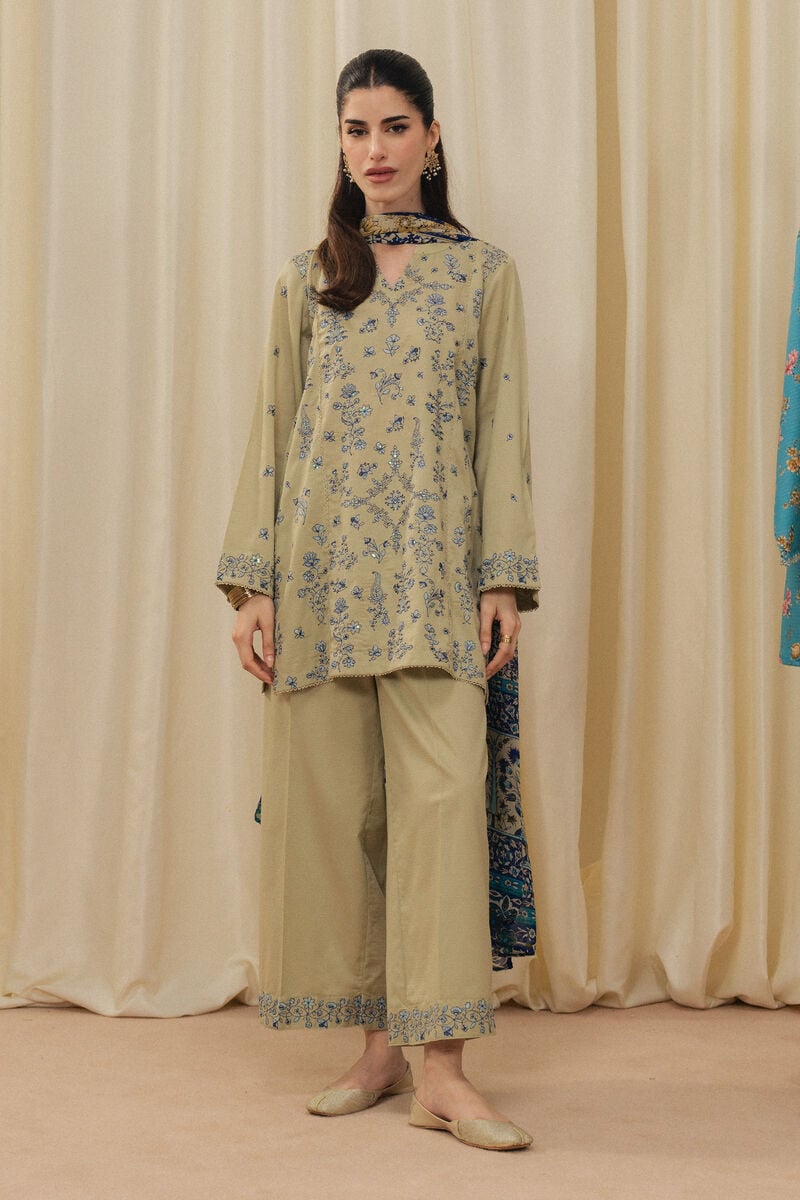 3 Piece - Embroidered Dobby Suit