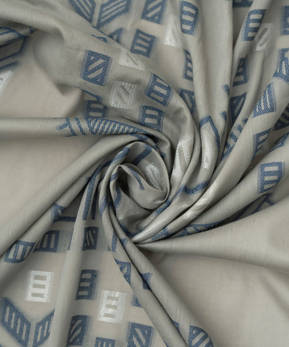 Extra Weft Jacquard Grey Solid Dupatta