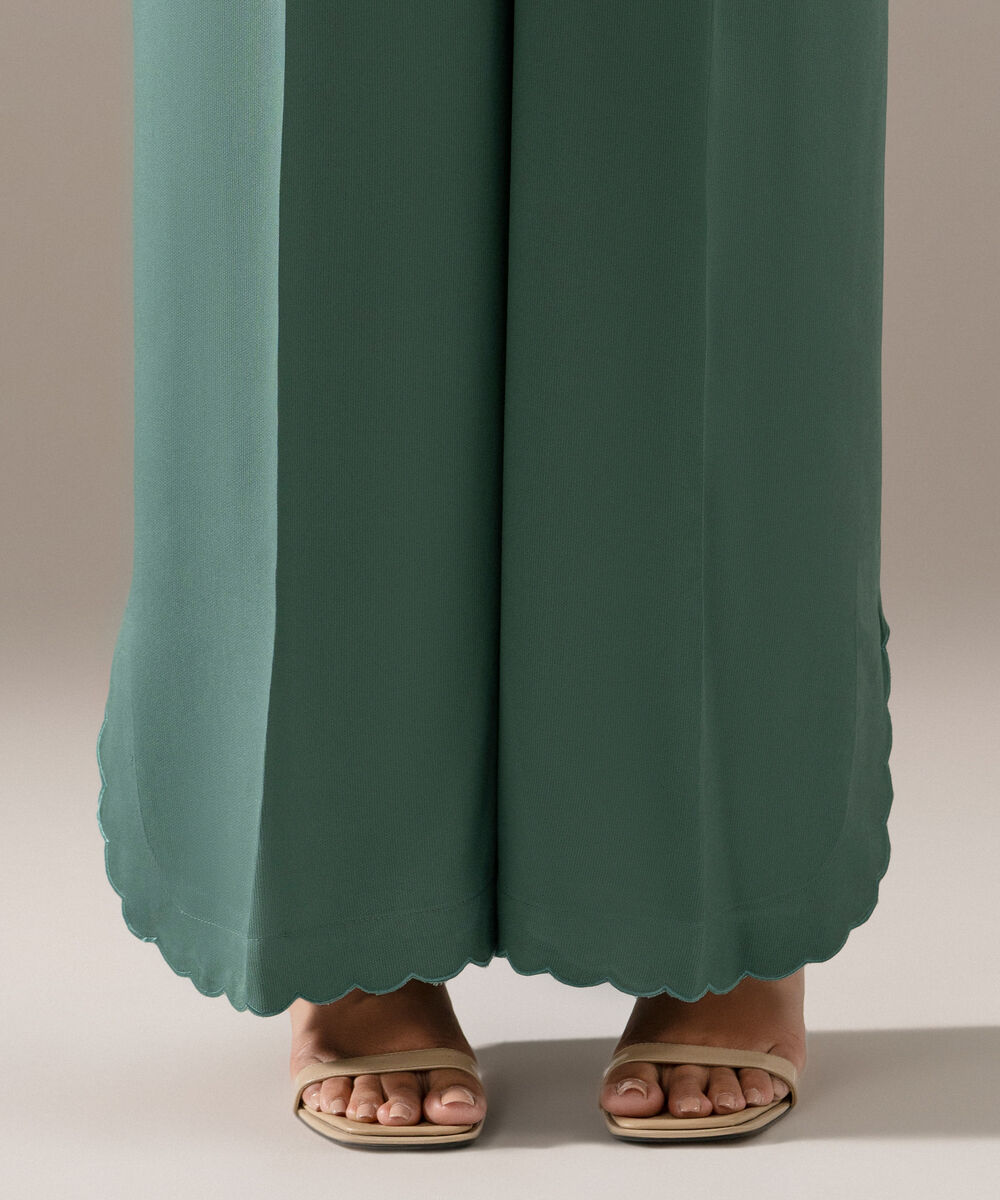 Women's RTW Bedford Solid Seafoam Green Culottes