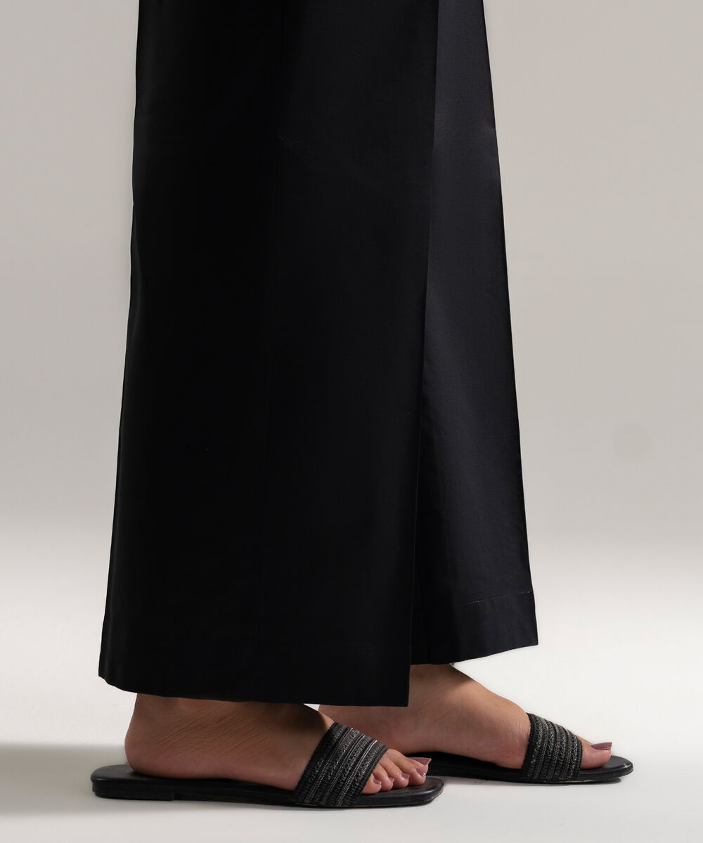 Women's RTW Cambric Solid Black Straight Pants