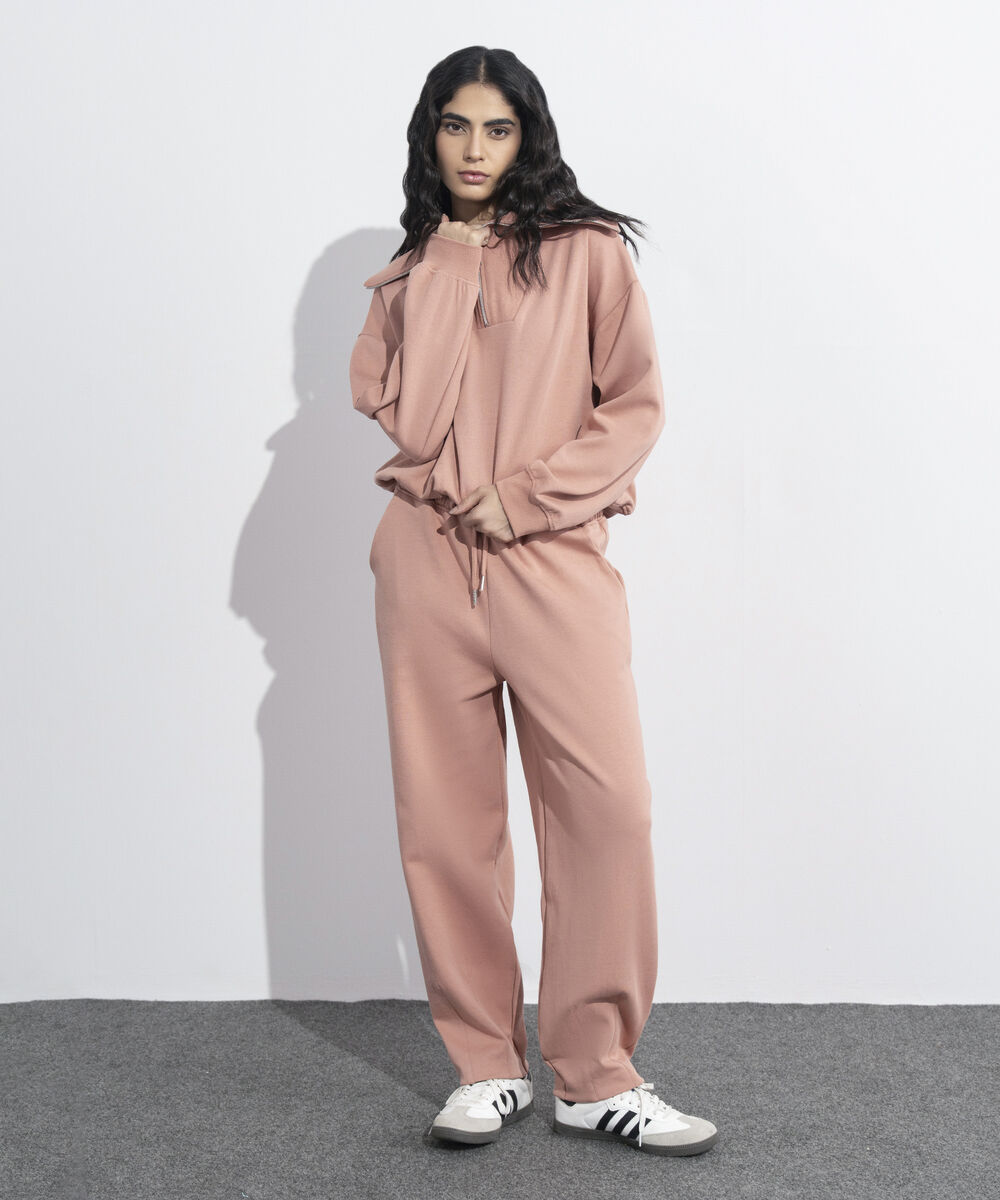 Women's Western Wear Pink Interlock Darted Pull-On Trousers