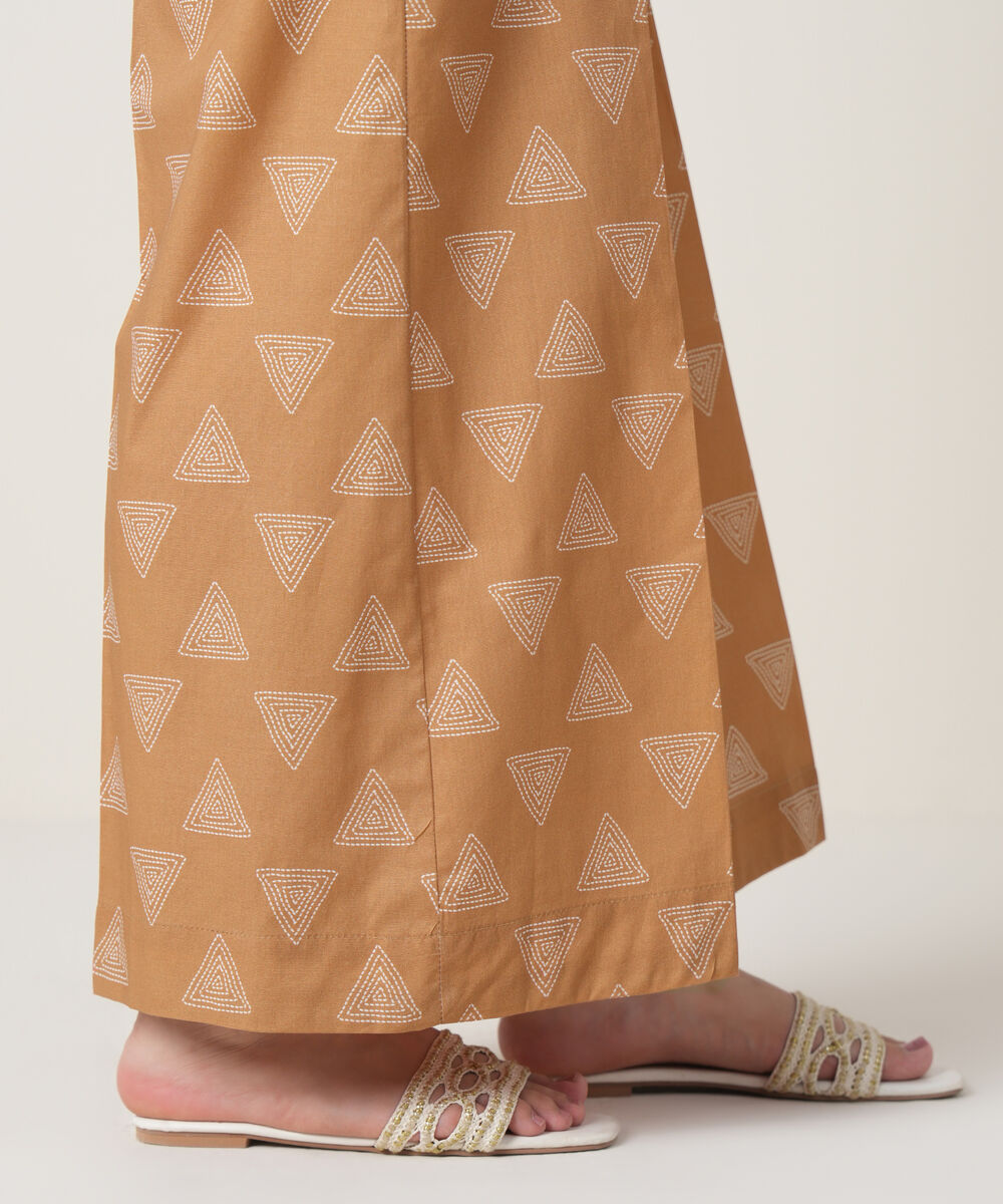 Women's RTW Cambric Peach Printed Trousers