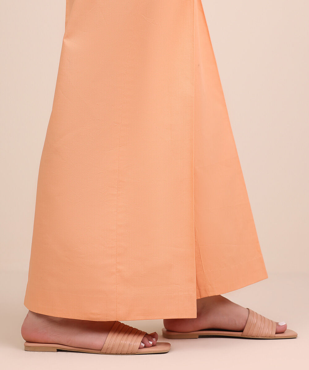 Unstitched Women's Pink Cotton Solid Trousers