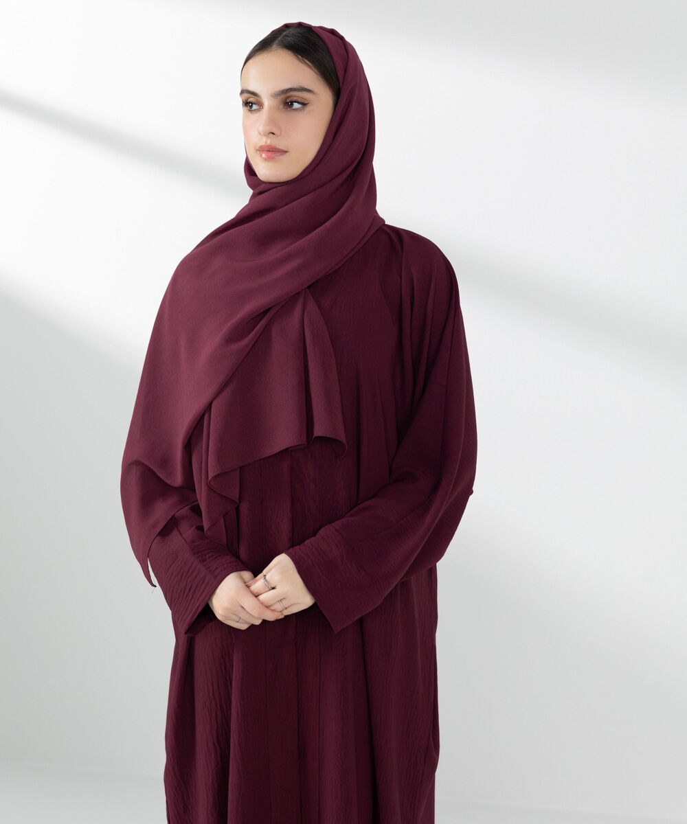 Woman - Red Button Through Abaya Set