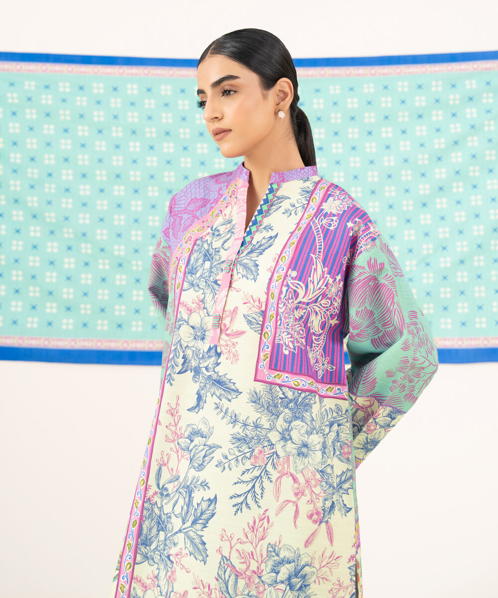 Women's Unstitched Cotton Printed Multi 2 Piece Suit