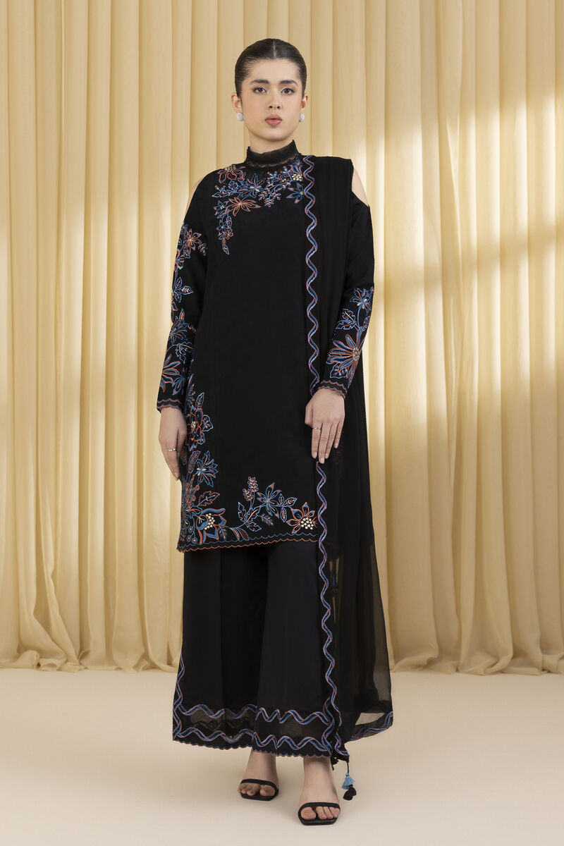 3 Piece - Embroidered Cotton Jacquard Suit