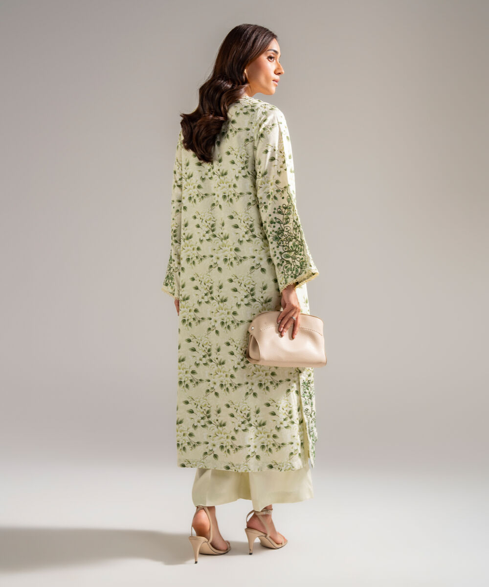 Women's RTW Self Jacquard Printed Mint Green 2 Piece Suit