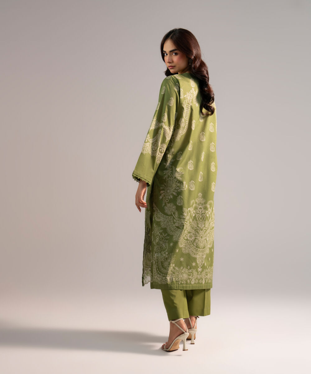 Women's RTW Lawn Embroidered Dark Green 2 Piece Suit