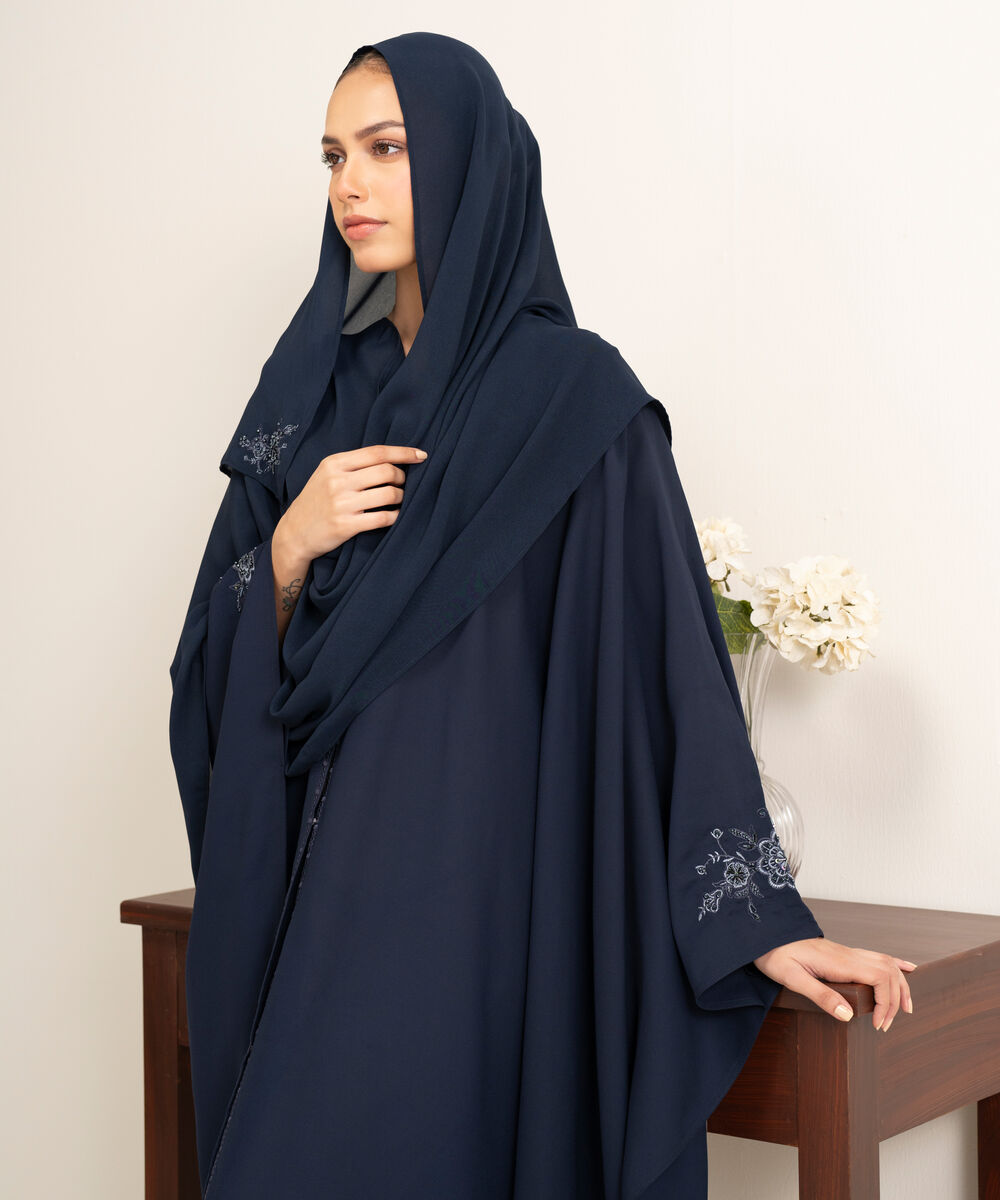 Women's Blue Emroidered Kaaftan Abbaya Set