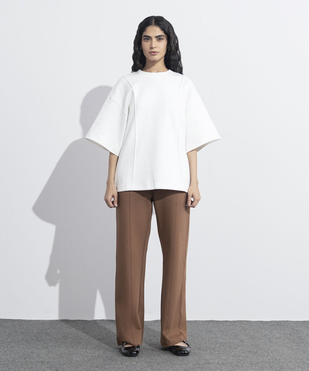 Women's Western Wear White Loose Fit Jersey T-Shirt