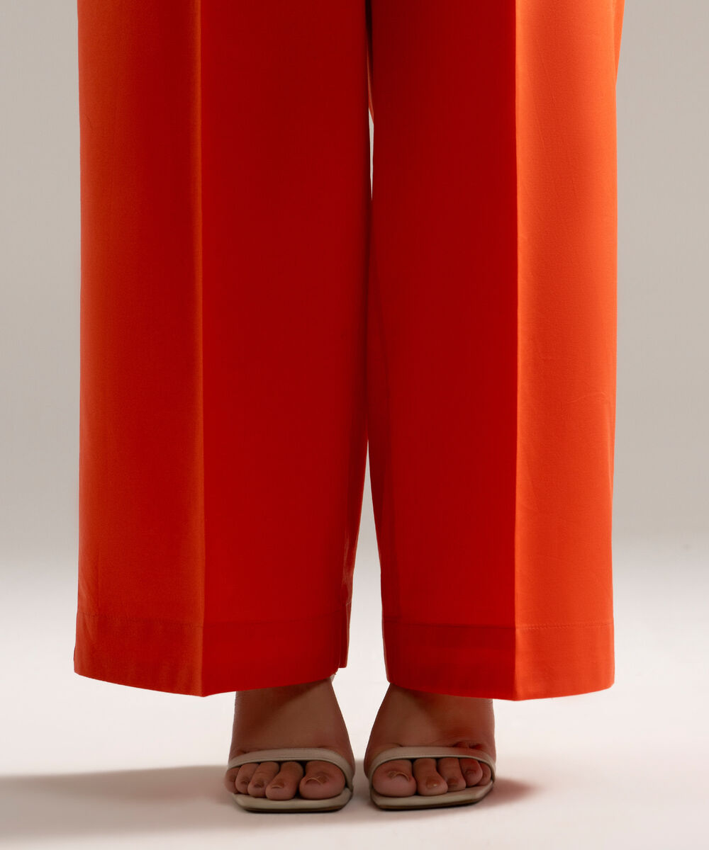 Women's RTW Cambric Solid Orange Culottes