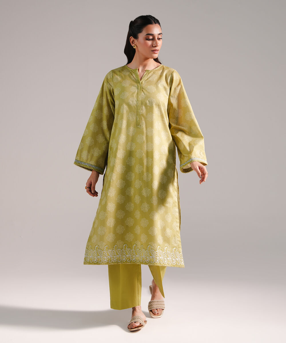 Women's RTW Lawn Embroidered Mint Green 2 Piece Suit