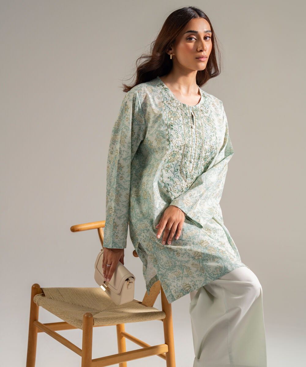 Women's RTW Lawn Embroidered Green 2 Piece Suit